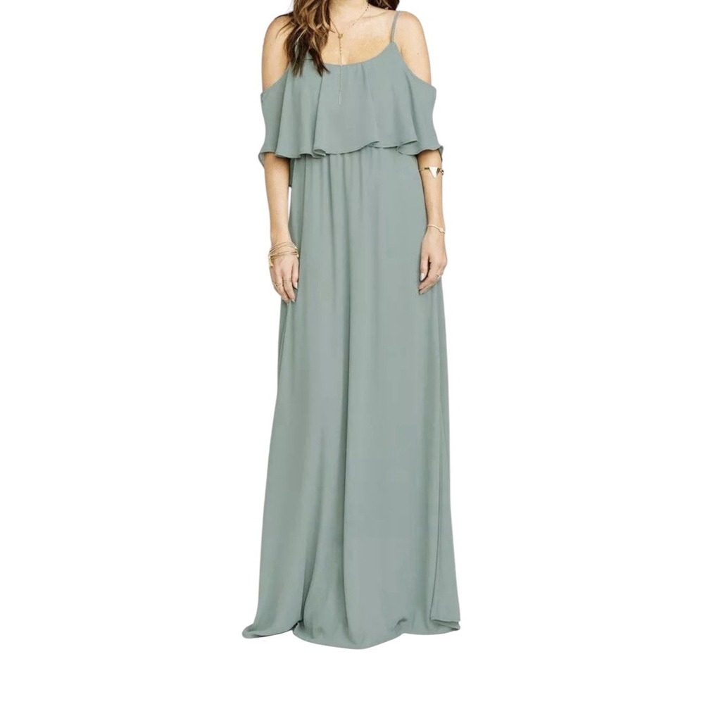 Show Me Your Mumu Caitlin Cold Shoulder Ruffle Maxi Dress Women XL Party New